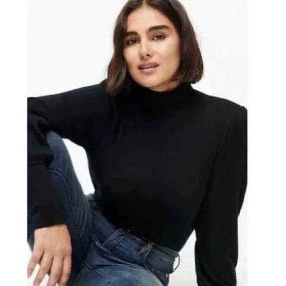 J. Crew Sweaters - J. Crew 100% Merino Wool Turtleneck Balloon Sleeve Knit Sweater Black Women's M